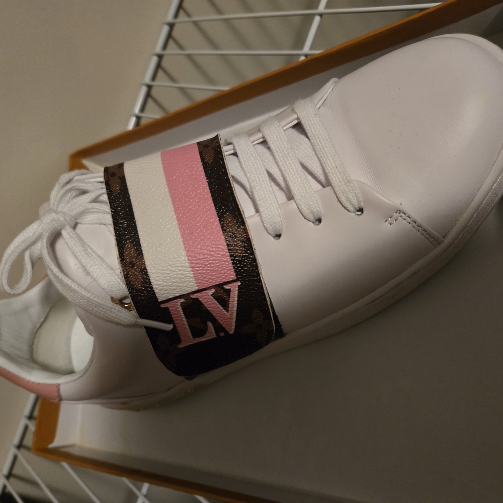 Louis Vuitton White and Pink Designer Sneakers